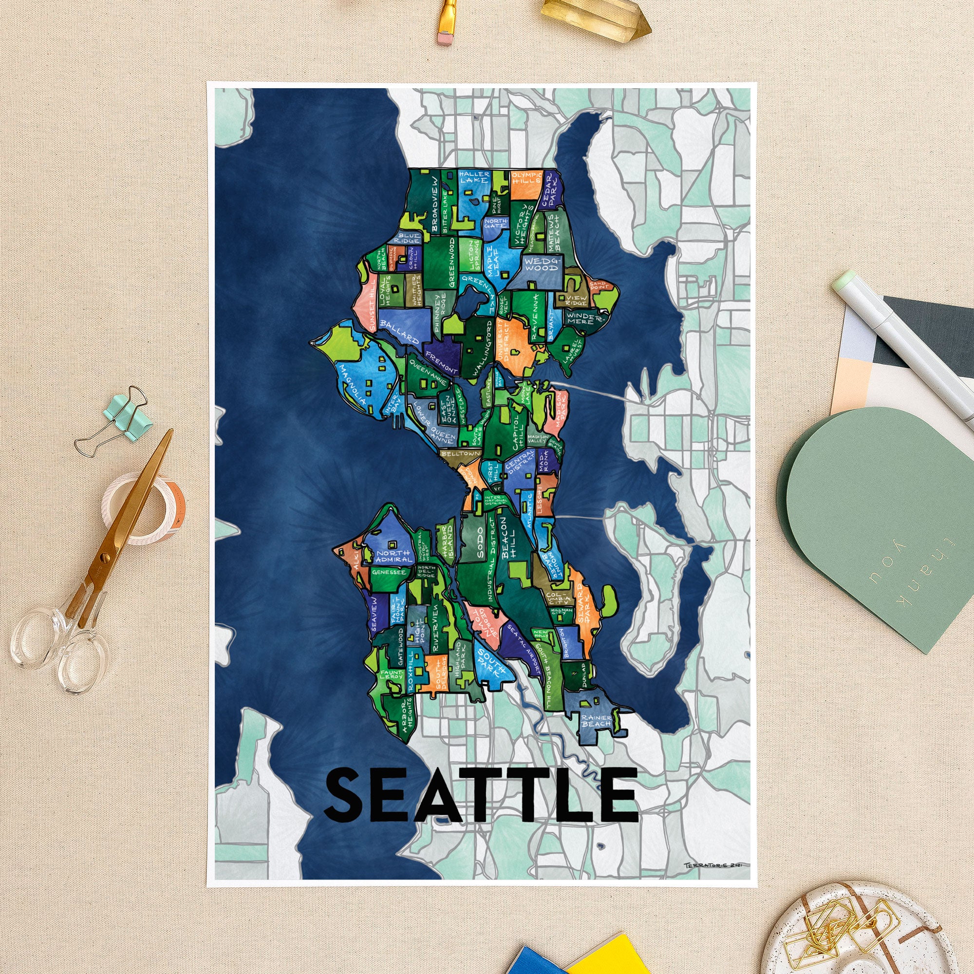 Seattle Neighborhoods Print