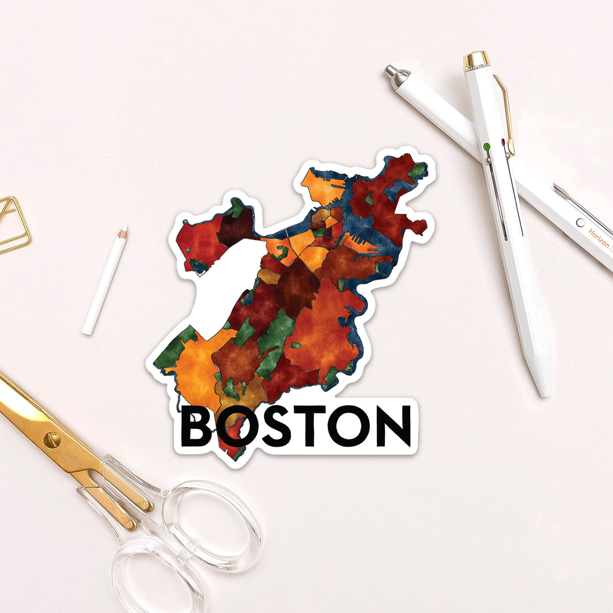 Custom Boston State Sticker Boston Neighborhoods Sticker — Terratorie Maps + Goods