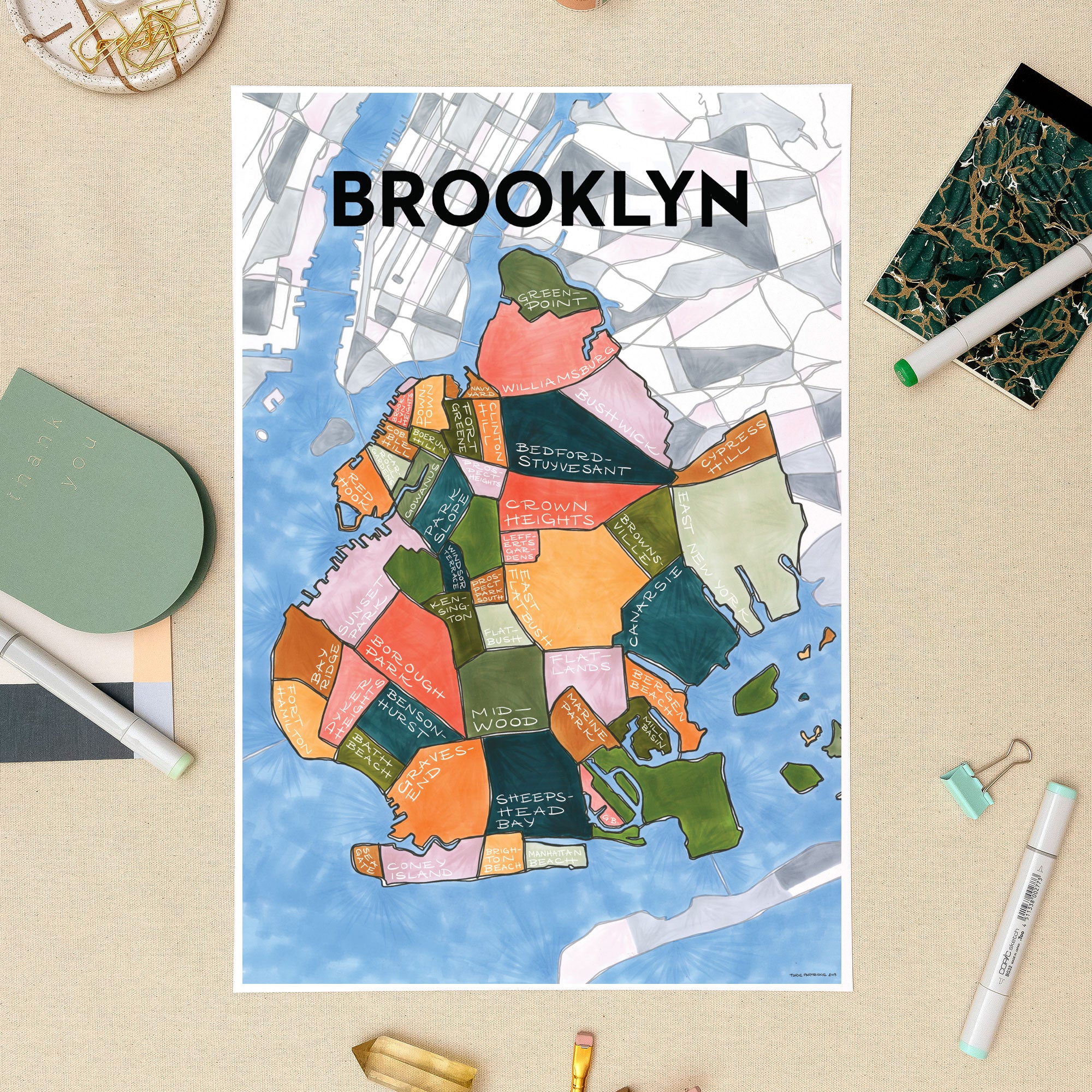 Brooklyn Neighborhoods Print — Terratorie Maps + Goods