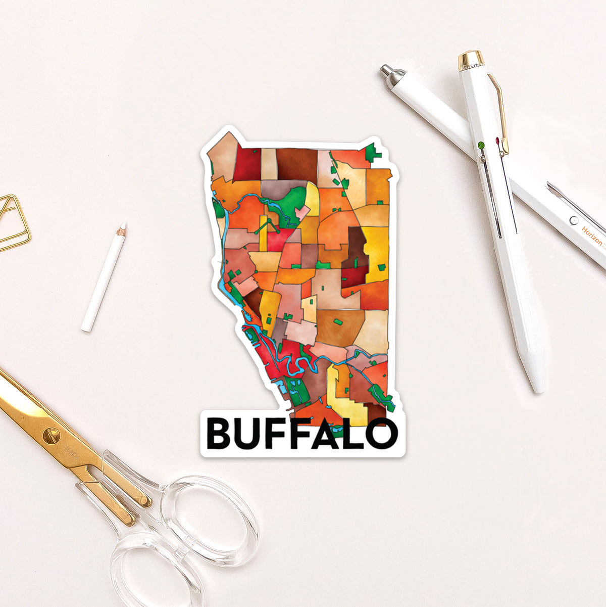 Buffalo Neighborhoods Sticker — Terratorie Maps + Goods