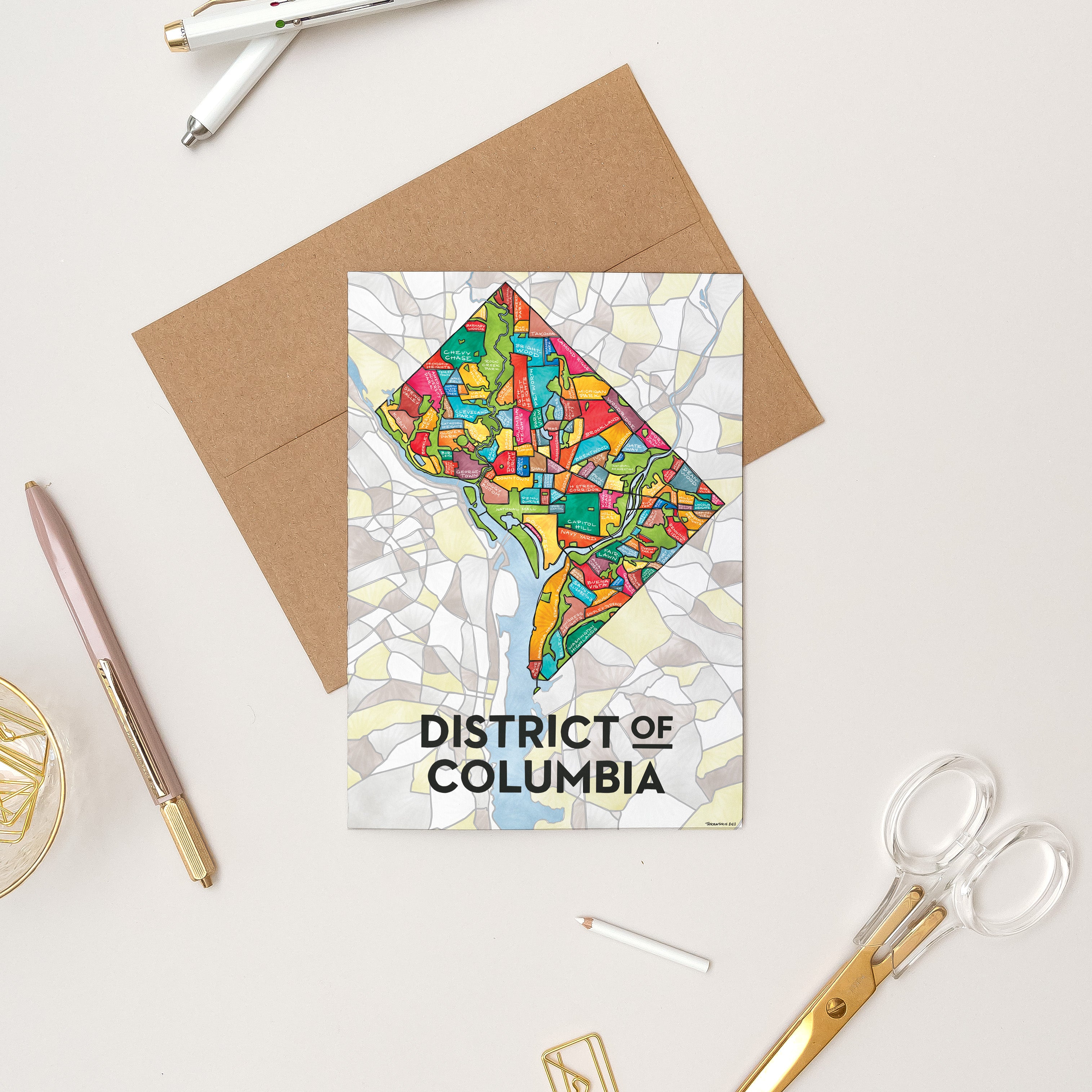 District of Columbia (Washington DC) Neighborhoods Greeting Card