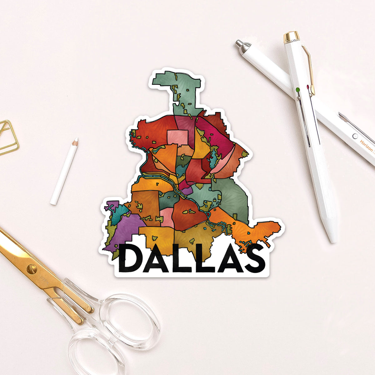 Dallas Neighborhoods Sticker — Terratorie Maps + Goods