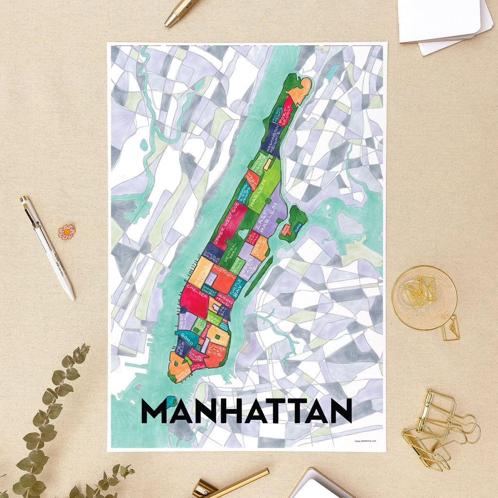 Manhattan Neighborhoods Print — Terratorie Maps + Goods