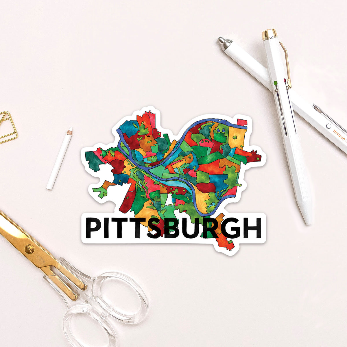 Pittsburgh Neighborhoods Sticker — Terratorie Maps + Goods