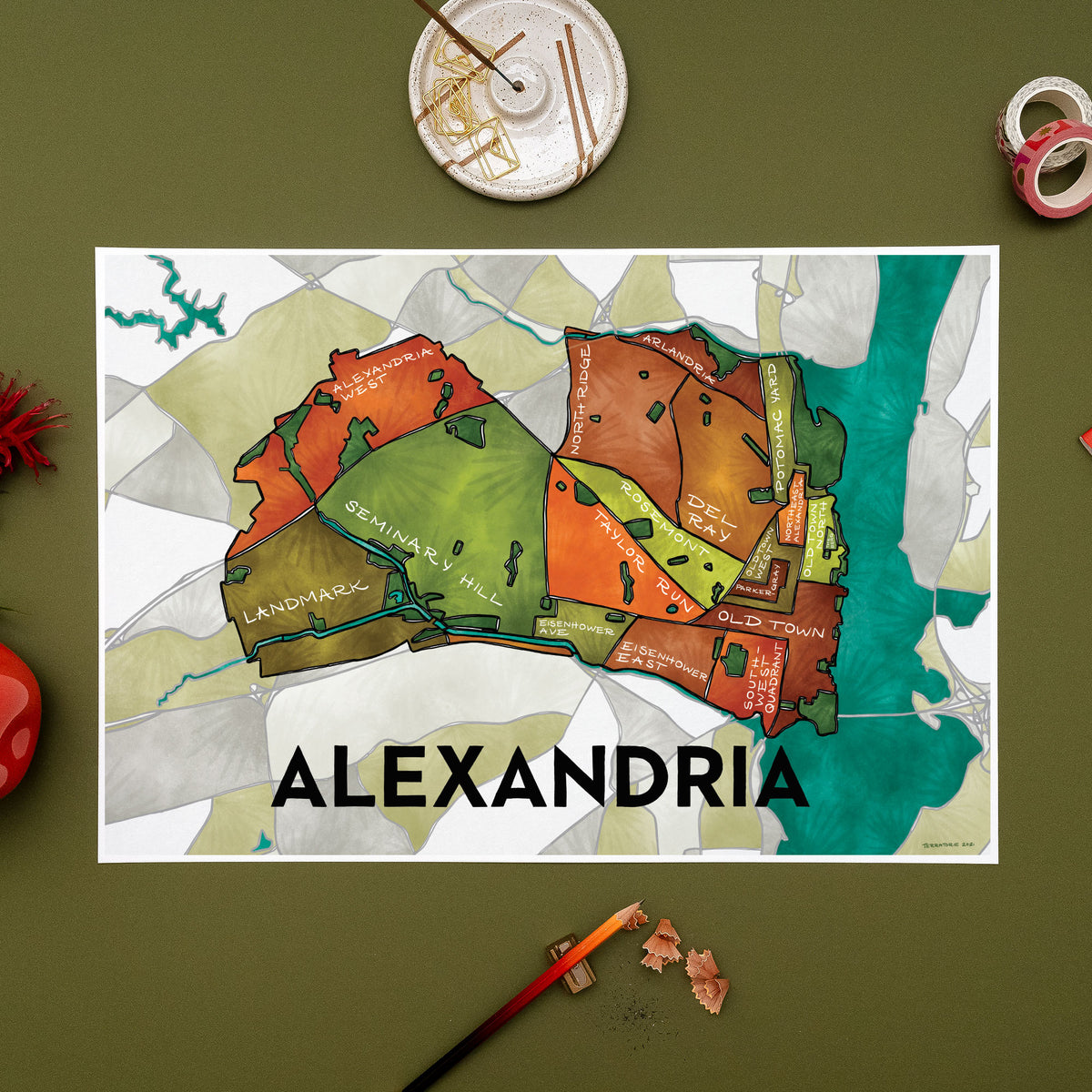 Alexandria Neighborhoods Print — Terratorie Maps + Goods