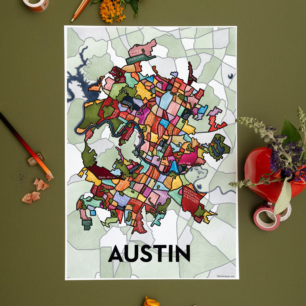 Austin Neighborhoods Print Terratorie Maps Goods