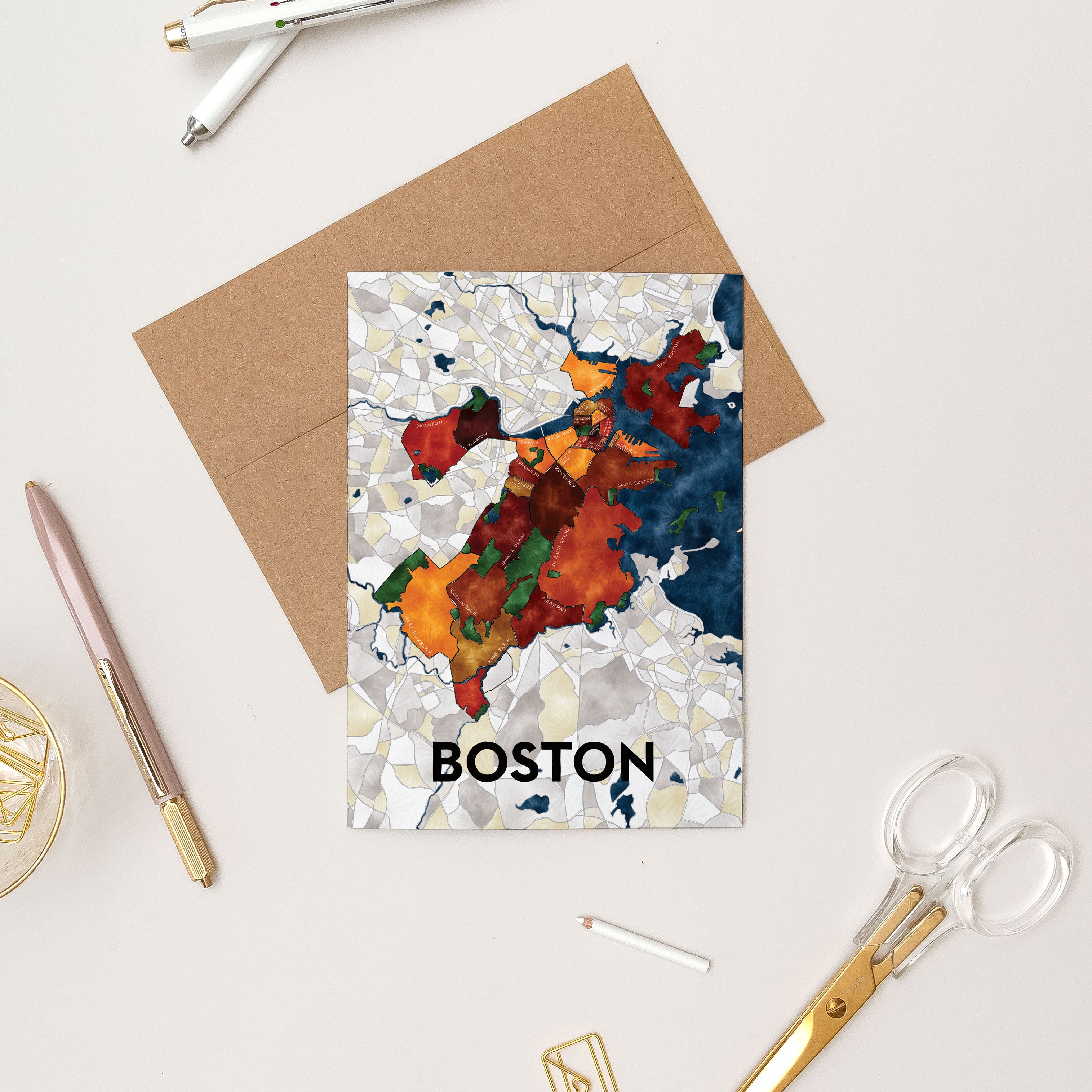 Boston Neighborhoods Greeting Card