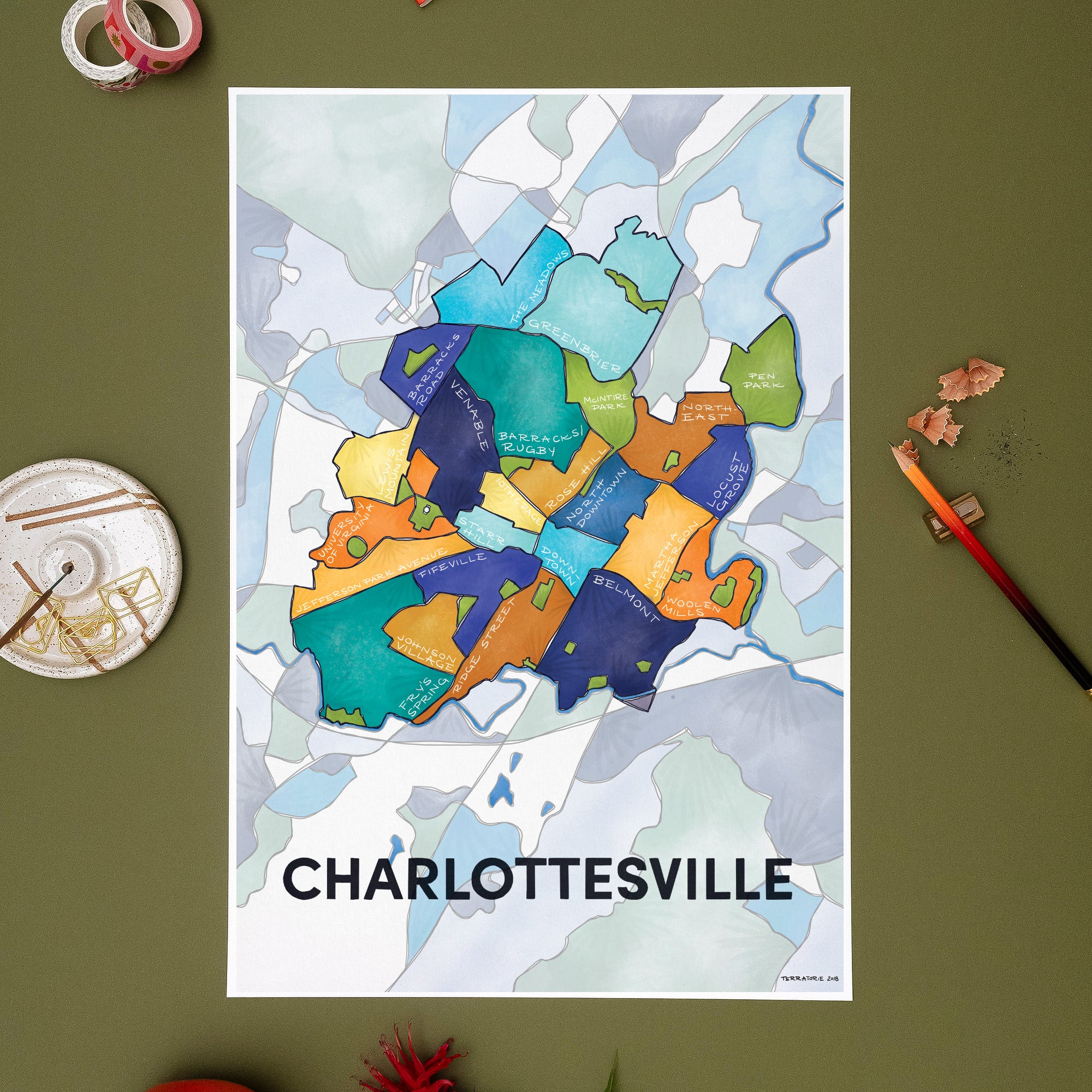 Charlottesville Neighborhoods Print