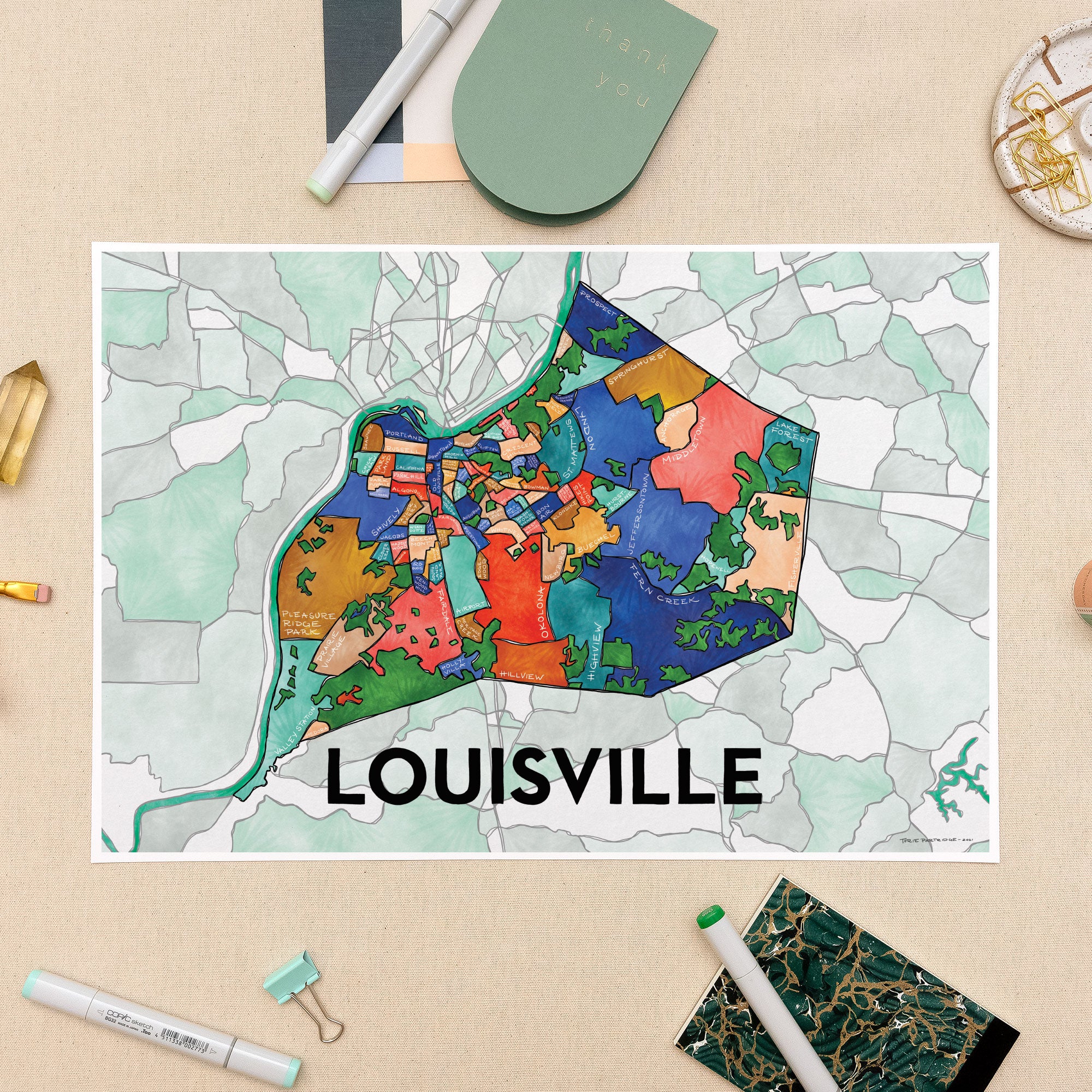 Louisville - Vintage City Map Backpack by Lonely Cartographer