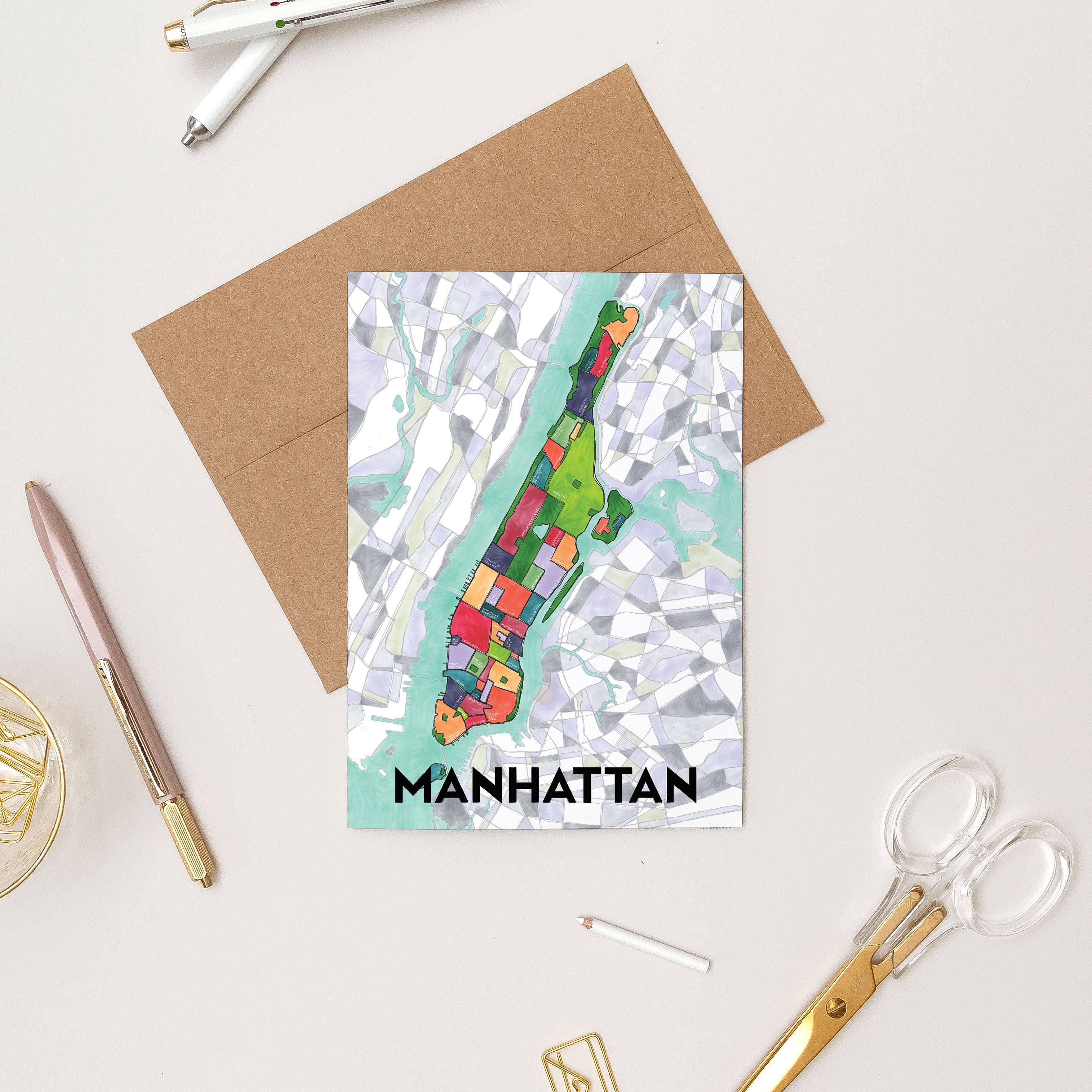 Manhattan Neighborhoods Greeting Card