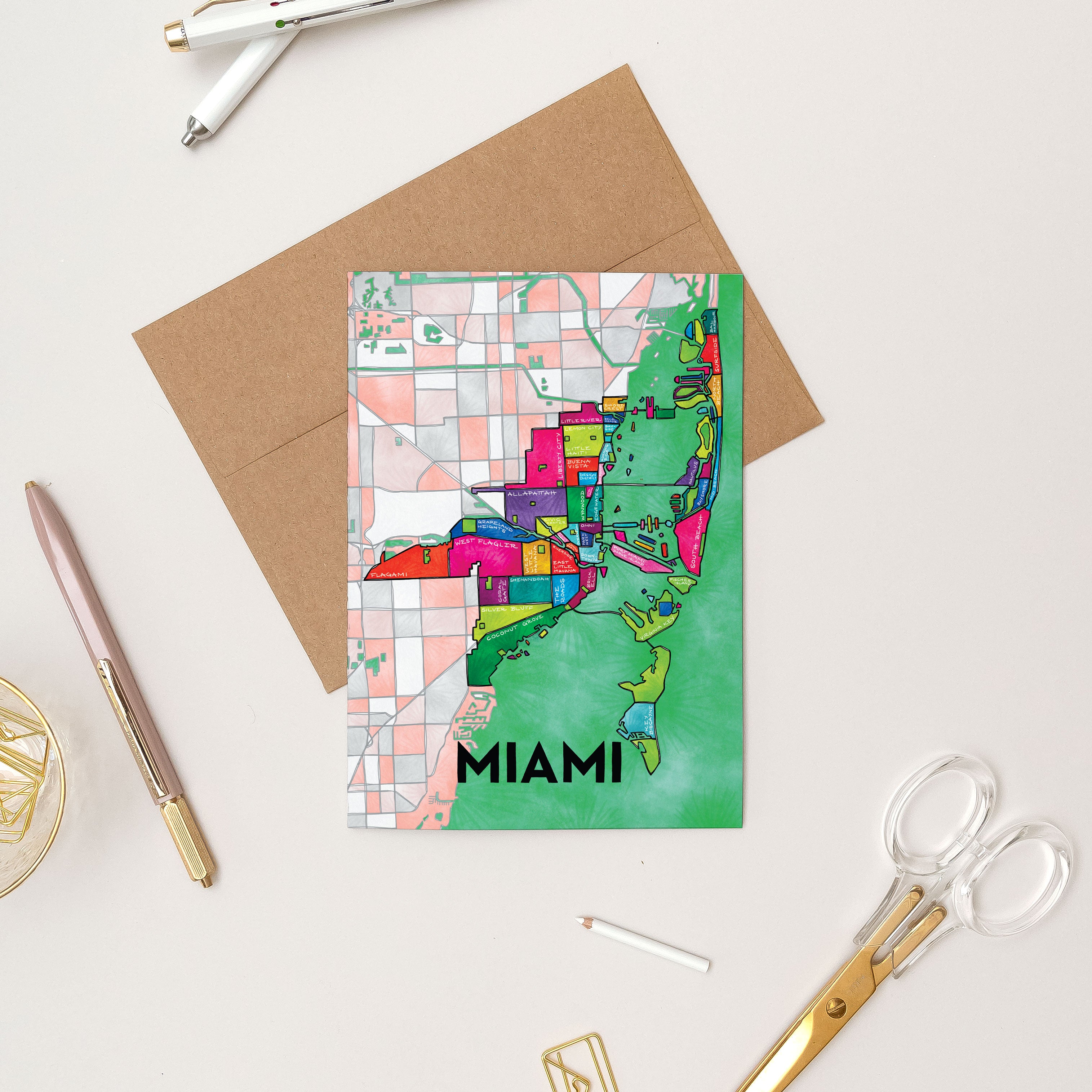 Miami Neighborhoods Greeting Card