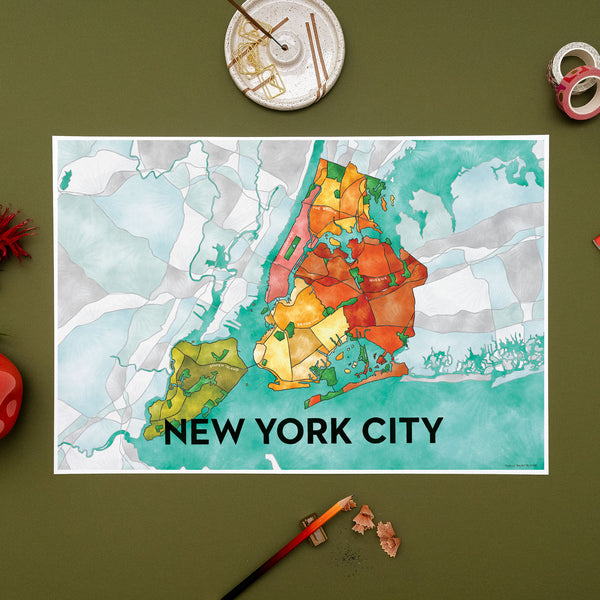 Manhattan Neighborhoods Print — Terratorie Maps + Goods